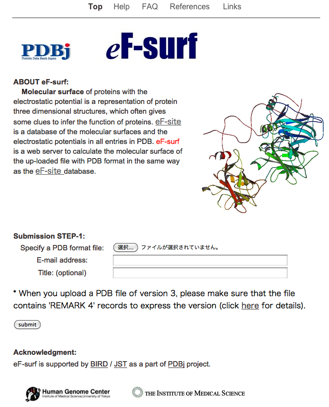 eF-surf 蛋白質の静電ポテンシャル・分子表面を計算